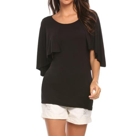 Dam T-shirt Volanger Rund Halsad Kortärmad Casual Blus Topp,