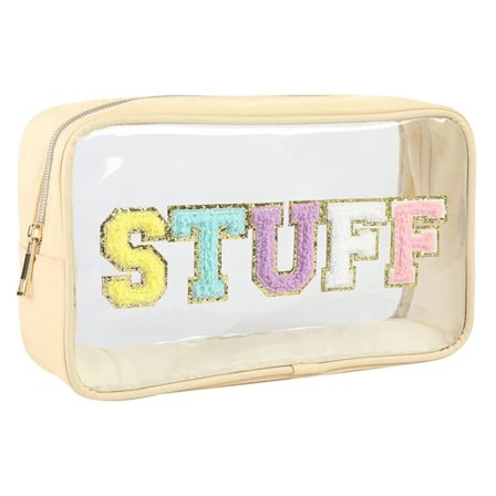 Patch Clear Makeup Stuff Bag, Kvinder Chenille Brev Kosmetisk Taske til Rejser, Nylon Vandtæt Organisation Udendørs Lynlås Pung Toilettaske