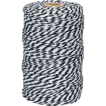Bomullsgarn sort/hvit 100m