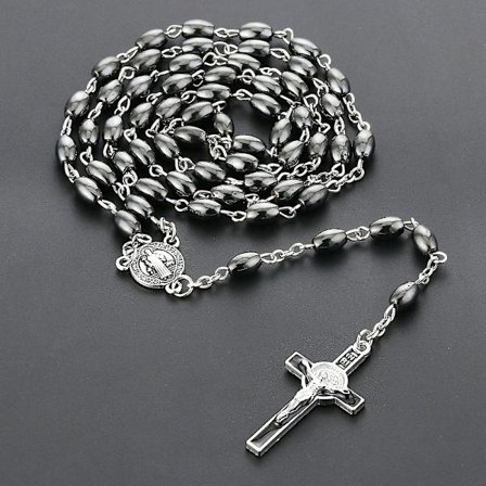 Rosenkrans Halskæde Saint Benedict Medal Link Kæde Kors Jesus Vedhæng Halskæde til Kvinder Religiøse Smykker kolye NC169