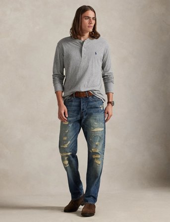 Polo Ralph Lauren Slub Jersey Henley Shirt - Grey - XS