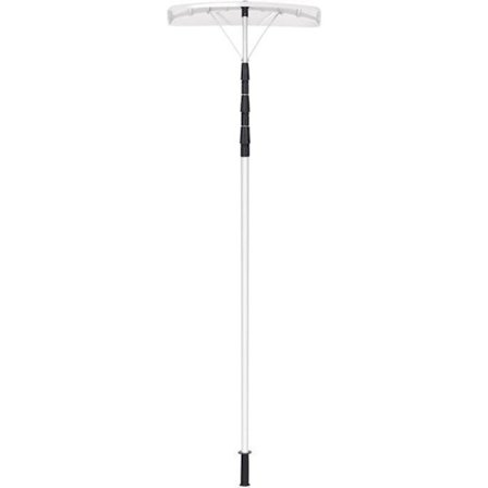 Snöskyffel för tak med teleskopisk aluminium 200-630CM COSTWAY - Halkfri handtag vit silver för tak, bil, gård