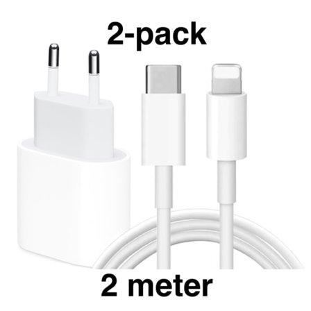iPhone-laddare Snabbladdare - Adapter + Kabel 20W USB-C 2m Vit