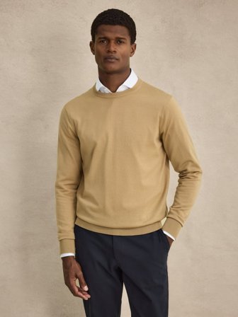 John Henric Men's Camel Pullover Regular Fit Size S