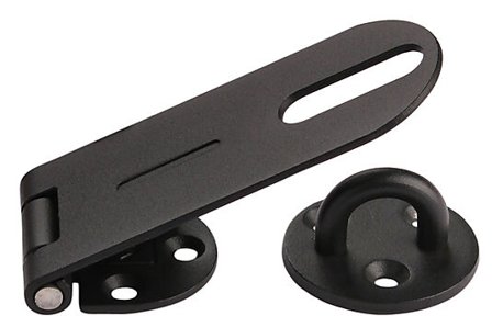 PN-BESLAG HASPE 100MM FINSTRUKTUR SVART MED RUSTFRI A4 TAPP