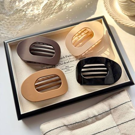 Frostet Oval Flad Klemme Simpel Mat Stor Buet Hårklemme Andenæbsklemme