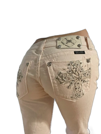 Miss Me ljusrosa jeans med broderi