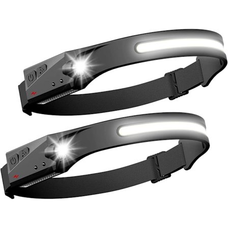 1000 LM Otsalamppu, Sensorilla varustettu otsalamppu, 2 Otsalamppua 5 Valotilalla