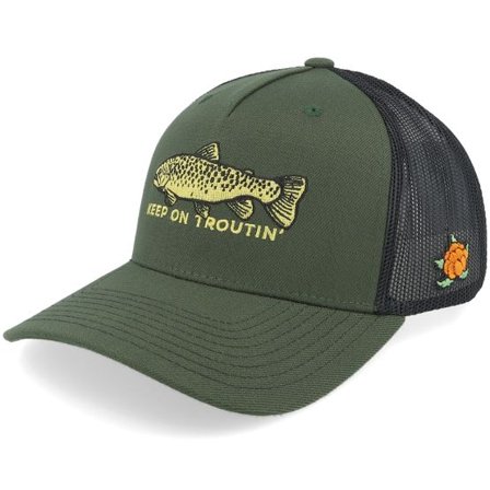 SQRTN - Grön trucker Keps - Troutin Cap Olive/Black A-Frame Trucker @ Hatstore