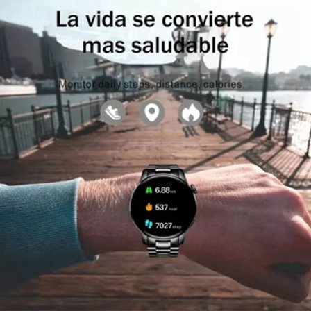 Bluetooth Smartklokke med Stor HD-Skjerm, Fingeravtrykksresistent, Hjertefrekvensovervåking, Telefonklokke