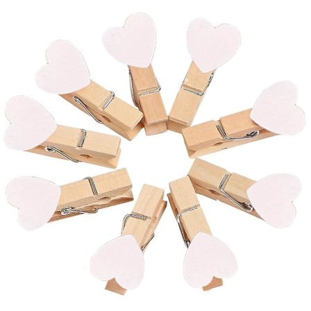 100 kpl puinen sydänpyykkipoikaa, mini puinen pyykkipoika vaatteiden valokuvapaperin pidike kodin koristeluun, valkoinen