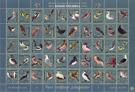 Danmark - julmärkeark 1965 - Utakket på den højre side - Ufoldet