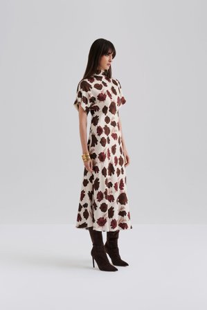 Malina - Alivia midi dress - L - Wine Peony