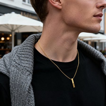 Cruz | Goudkleurige Ketting met Tijgeroog voor mannen - Stalen kettingen