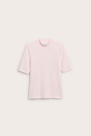 Kappahl | Ribbet topp med polokrage | Lyserosa