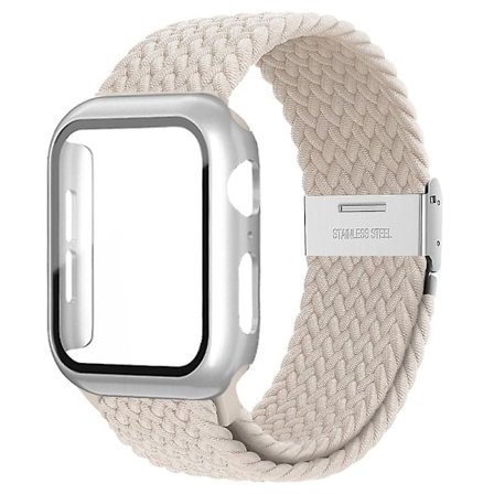 Punottu solosilmukka Apple Watch rannekkeelle 44mm 40mm 45mm 41mm 42mm 38mm case+ hihna Nylon joustava rannekoru Iwatch Serie 3 5 6 Se 7 8