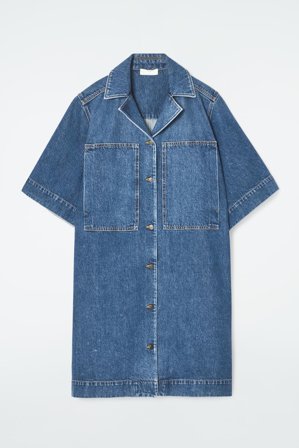 COS Femme Robe-Chemise Courte En Denim Dress in Bleu