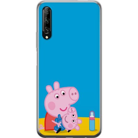 Kompatibelt Mobildeksel til Huawei P smart Pro 2019 Peppa Pig alvet tema med krone og tryllestav på rosa bakgrunn, søt barneillustrasjon med Greta G