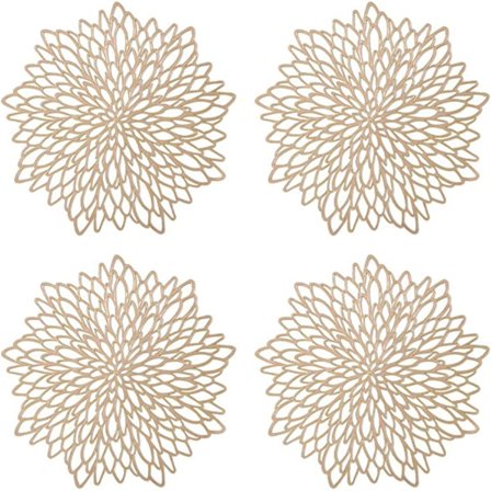 Guld Dækkeservietter, Holdbare Runde Dækkeservietter, Runde Dækkeservietter i Plast