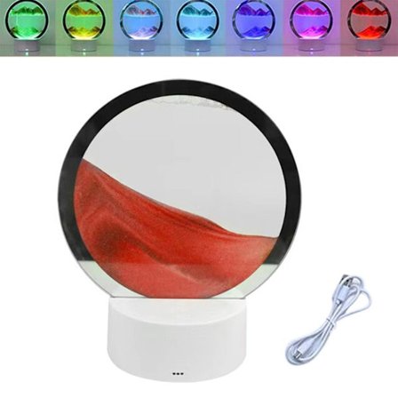 RGB LED Sand View Lampe, Bevægelig Rød Sand Art Natlampe, 7 Farver