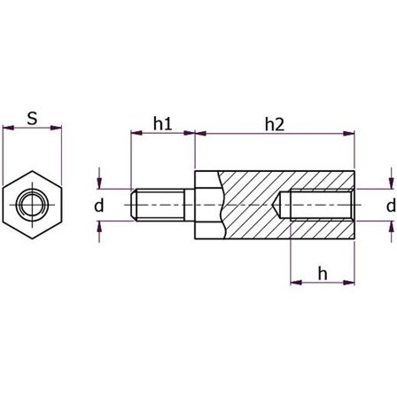 Essentra Components 1221510 Avstandsskrue M6x10x20x10 RFR, 100-pakk, Innfesting