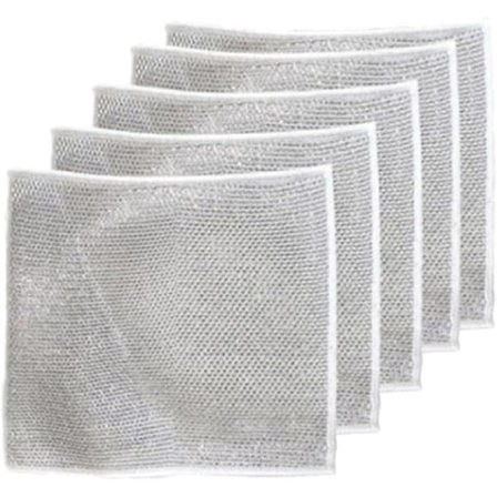 Oppvaskpad av metall, praktisk og riper ikke opp servise, gjenbrukbar, egnet for rengjøring av servise.