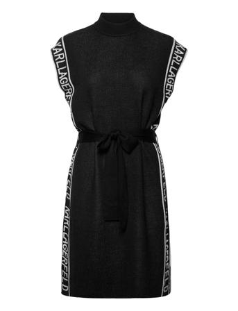 Sleeveless Logo Knit Dress Kort Kjole Sort Karl Lagerfeld