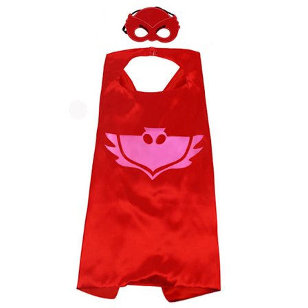 Pyjamashjälte unisex barn - cape, ögonlapp och armband rött 3
