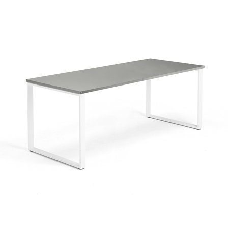 Schreibtisch QBUS, O-Gestell, 1800 x 800 mm, Gestell weiß, hellgrau