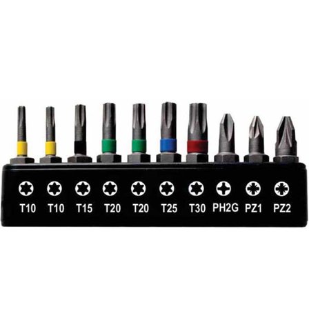 Bahco 59/S10BC Bitssats 10 delar, färgkodat, Borra & mejsla