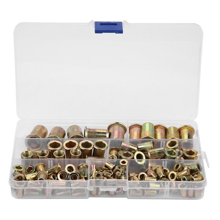 150 stk. sorte flade gevindnitter i stål, sortimentssæt M3 M4 M5 M6 M8 M10 M12