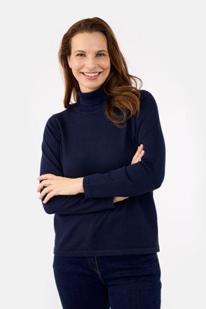 SIGNATURE - Langærmet Strik - Navy - Rullekrave