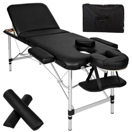 Tectake 3-zons Massagebänk Med 5 Cm Klädsel, Hjul Och Aluminiumr Svart