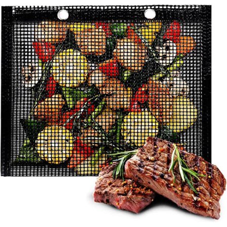 BBQ Mesh Grillpåsar Återanvändbara Grillpåsar för Kol, Gas,