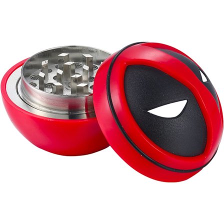 Deadpool Grinder Kryddkvarn, Örtkvarn Kvarn med Pollenfångare 2", Hållbar Zink Legering, för Örter, Pollen, Blommor, Svart Presentförpackning