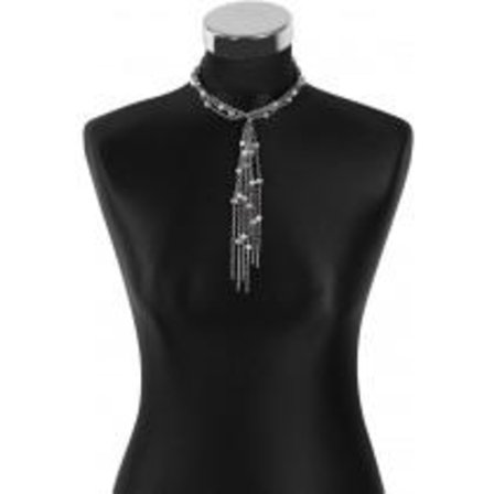 Retro Halsband / Choker med Silvergrå Kedjor & Pärlor