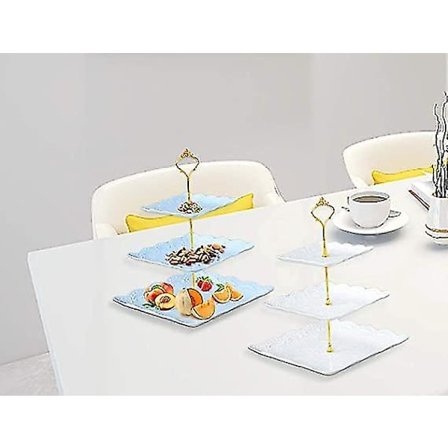 3-tasoinen muovinen jälkiruokateline, neliön muotoinen cupcake-teline