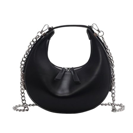 Läderhandväska Half Moon Väskor SVART