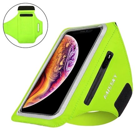 HAISSKY Löpararmband för iPhone 16 15 14 13 12 Pro Max 14 Plus Samsung S24 Ultra Dragkedja Armväska Fodral för AirPods Pro 3