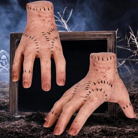 Halloween Dekorationer Ting Hånd, 2 PCS Wednesday Latex Palm Realistiske Scary Props Dekorationer, Wednesday Addams Familie Hånd til Wednesday 