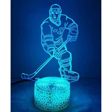 3D Jääkiekkoilijan Yövalo Pöytä Työpöydälle Optinen Illuusio Lamput 7 Väriä Vaihtuvat Valot LED-pöytälamppu Joulu Koti Rakkaus Syntymäpäivä Lapset 