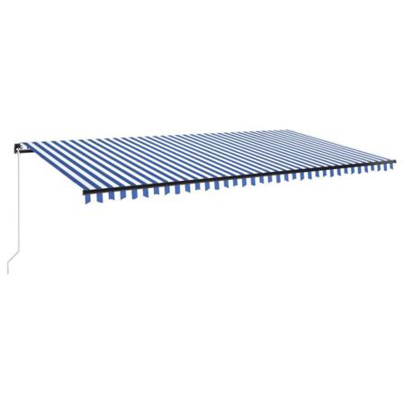 Vidaxl Markis Manuellt Infällbar 600x350 Cm Blå Och Vit Blå