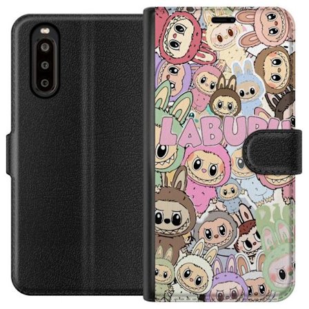 Yhteensopiva Lompakkokotelo Sony Xperia 10 II Ruusunpunainen kawaii-kompositio, jossa on söpöjä piirrettyjä hahmoja ja pehmeitä muotoja