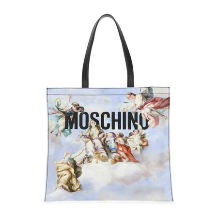 Moschino, Tote Bags Blauw, Dames, Maat:ONE Size,print