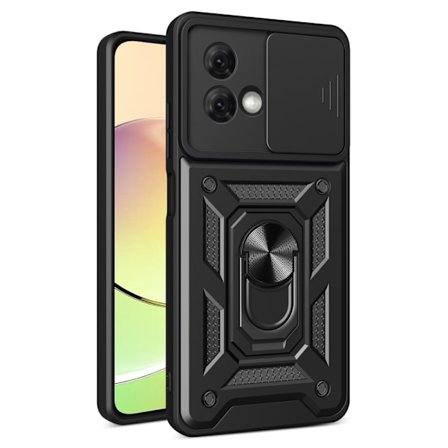 SKALO Motorola Moto G84 5G Armor Hybrid Magnet Ring Camera Slider - Sort