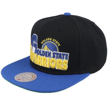 Mitchell & Ness - NBA Svart snapback Keps - Golden State Warriors Text Stack 1 Black/Blue Snapback @ Hatstore