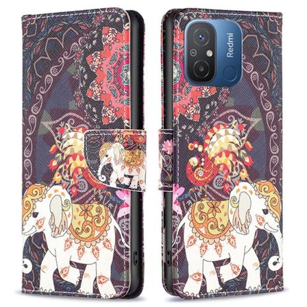 Wonderland Xiaomi Redmi 12C Flip Etui - Blomst og Elefant