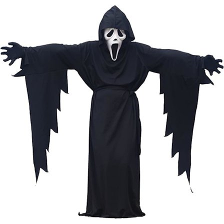 Barn Scream Kostume med Maske Ghostface Kostume til højde 160cm
