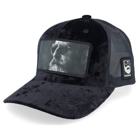 Bearded Man - Schwarz trucker Cap - Shades And Beard Patch Velvet Black A-Frame Trucker @ Hatstore