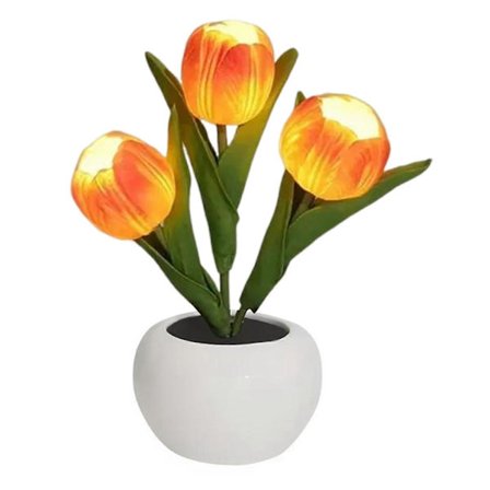 LED Tulip Natlampe med Keramisk Blomsterpotte, LED Simulation Tulip Bordlampe Fødselsdagsgave til Kvinder Mor